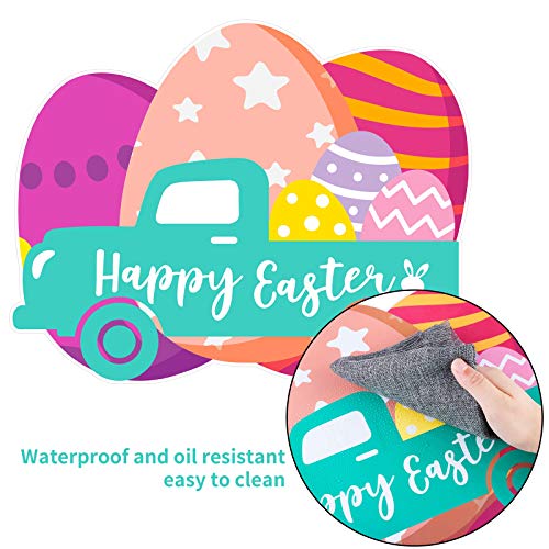 Adxco 6 Pieces Easter Placemats Table Mats Plastic Easter Rabbit Eggs Placemats Set Easter Table Mats For Easter Dining Table Decoration #TOP3