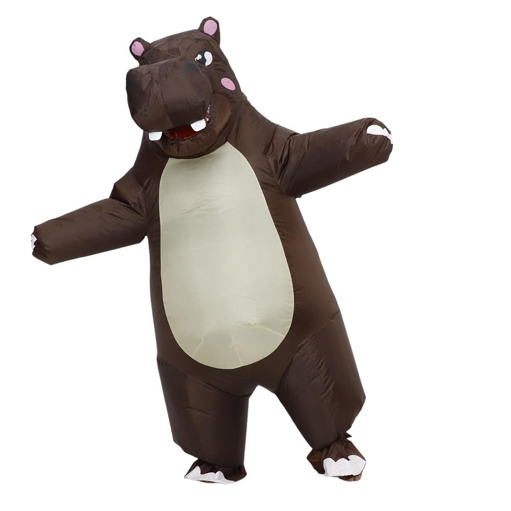 JASHKE Inflatable Hippo Costume Adult Full Body Blow up Costumes Inflatable Hippo Suit Adults for Halloween Christmas Carnival (Brown)