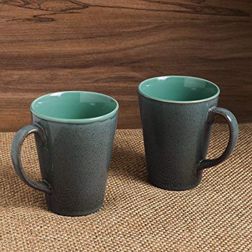 Coupes de thé céramique vitrée tasses à café 320ml ensemble de 2 bleu - 2
