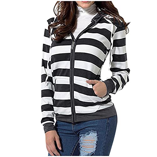 Sunggoko Sweatshirt Jacke Slim Mäntel Damen Frauen Casual Streifen Zipper Cover