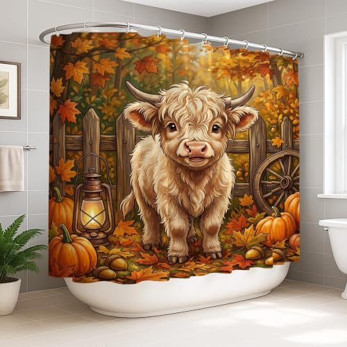 Rideau de douche imprimé vache citrouille grand format imperméable