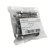 Vista 8 de (5 juegos) Tornillos de cabeza hexagonal de acero inoxidable 3/8-16x3, tuercas, arandelas planas y de bloqueo, 18-8 (304) S/S, totalmente roscados