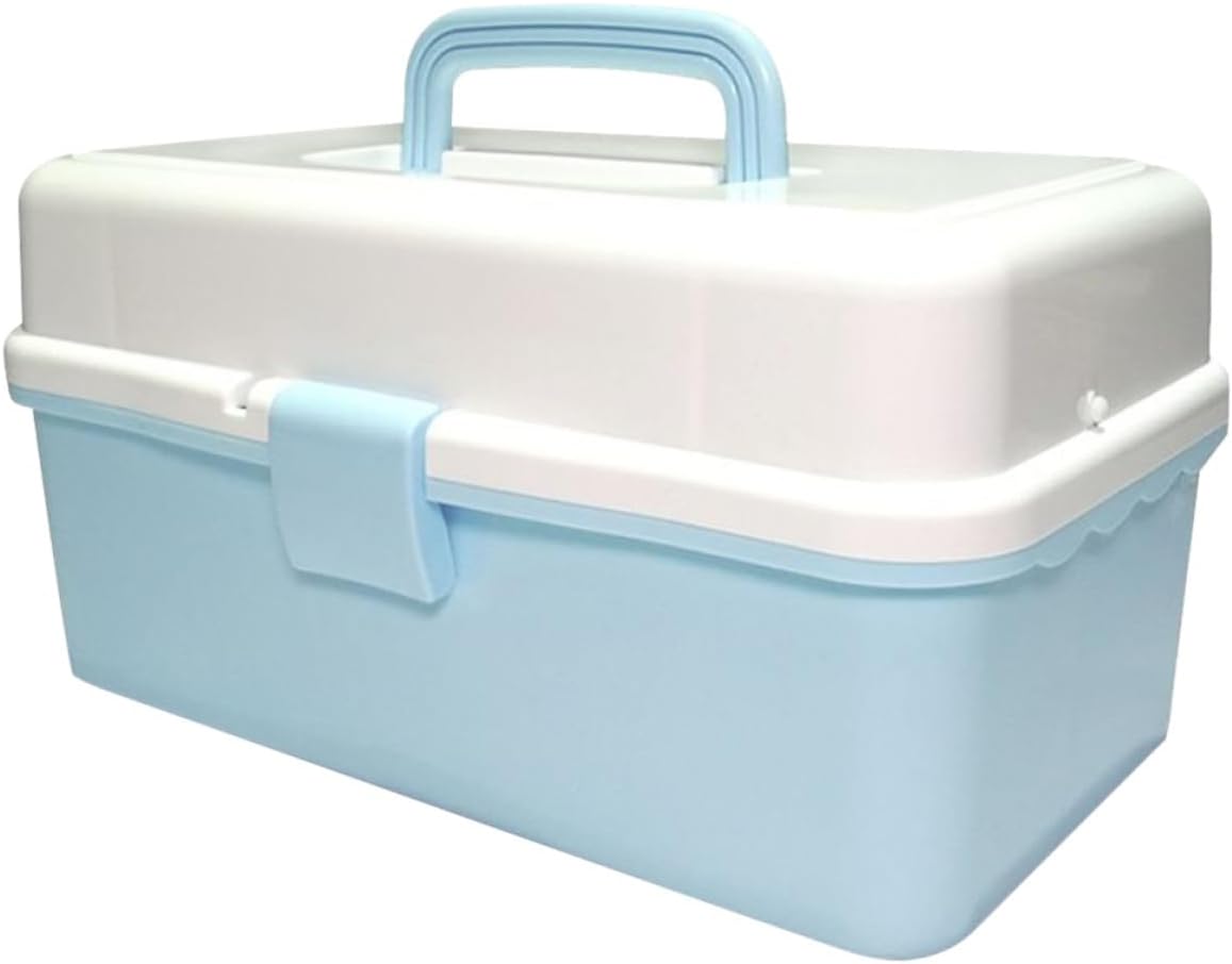Blue Three Layer Art Supply Organizer PP Portable Storage Box