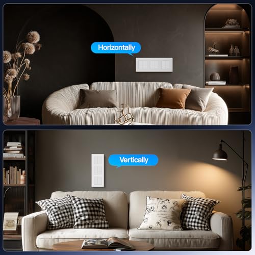 BSEED Tripel Smart Zigbee Schalter mit Steckklemme,Smart Lichtschalter Funktioniert mit Alexa & Google Home,Timing-Funktion, PC Rahmen,Zigbee Hub & Neutralleiter Erforderlich,2 Fach 1 Weg,Wei&szlig;