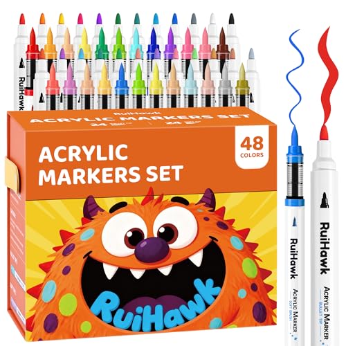 Marqueurs acryliques pour customiser vos galets et objets déco Creative Marker 48 couleurs