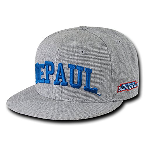 DePaul University Blue Demons NCAA Flat Bill Heather Gray Snapback Baseball Cap Hat