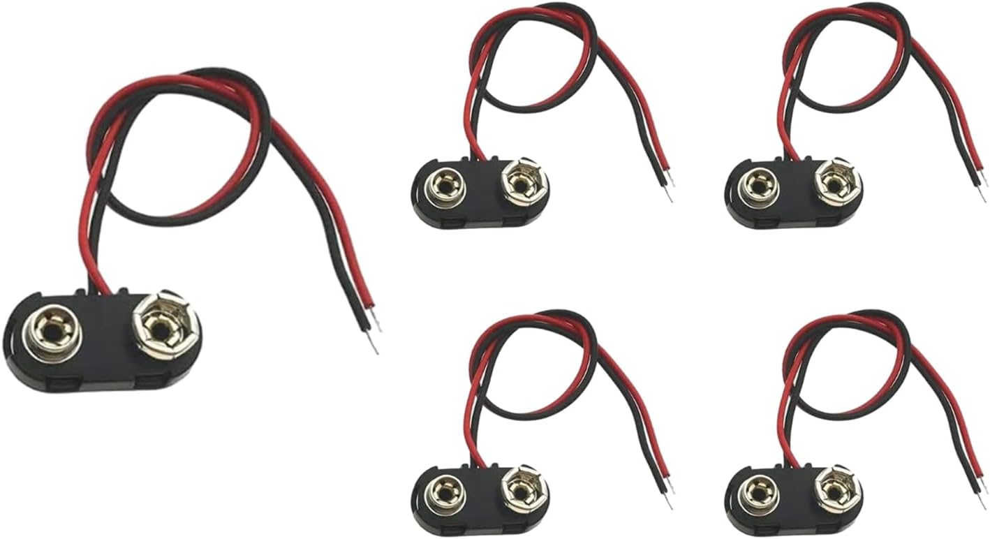 5pcs 9V Battery Snap Connector,PP3 Battery Snap Connector Plastic