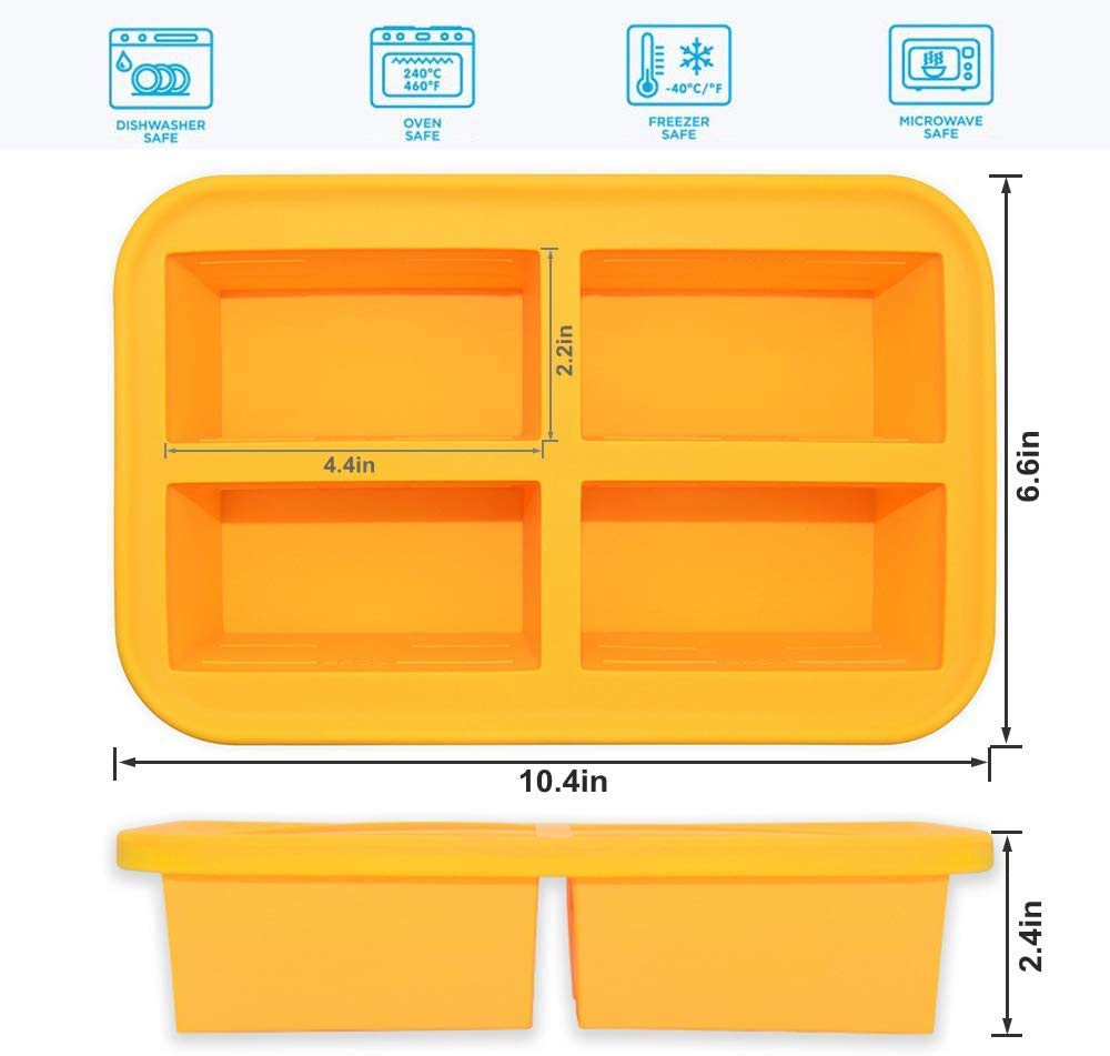Recipiente de silicona para sopa con tapa, para alimentos para, recipiente de almacenamiento de alimentos, bandeja grande para cubitos de hielo para preparar salsas de sopa, 300 ml, sin BPA (2)