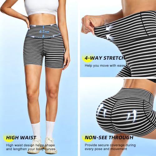 Image of FULLSOFT High Waisted Biker Shorts for Women-5 inch Tummy Control Fitness Athletic Workout Running Yoga Gym Shorts
