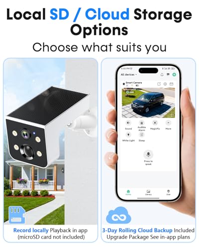 Thybro Solar Powered Outdoor Wireless Camera: 2K HD, Motion Detection, Color Night Vision, Waterproof IP67, Easy Setup for Home & Business Monitoring, No Monthly Fees