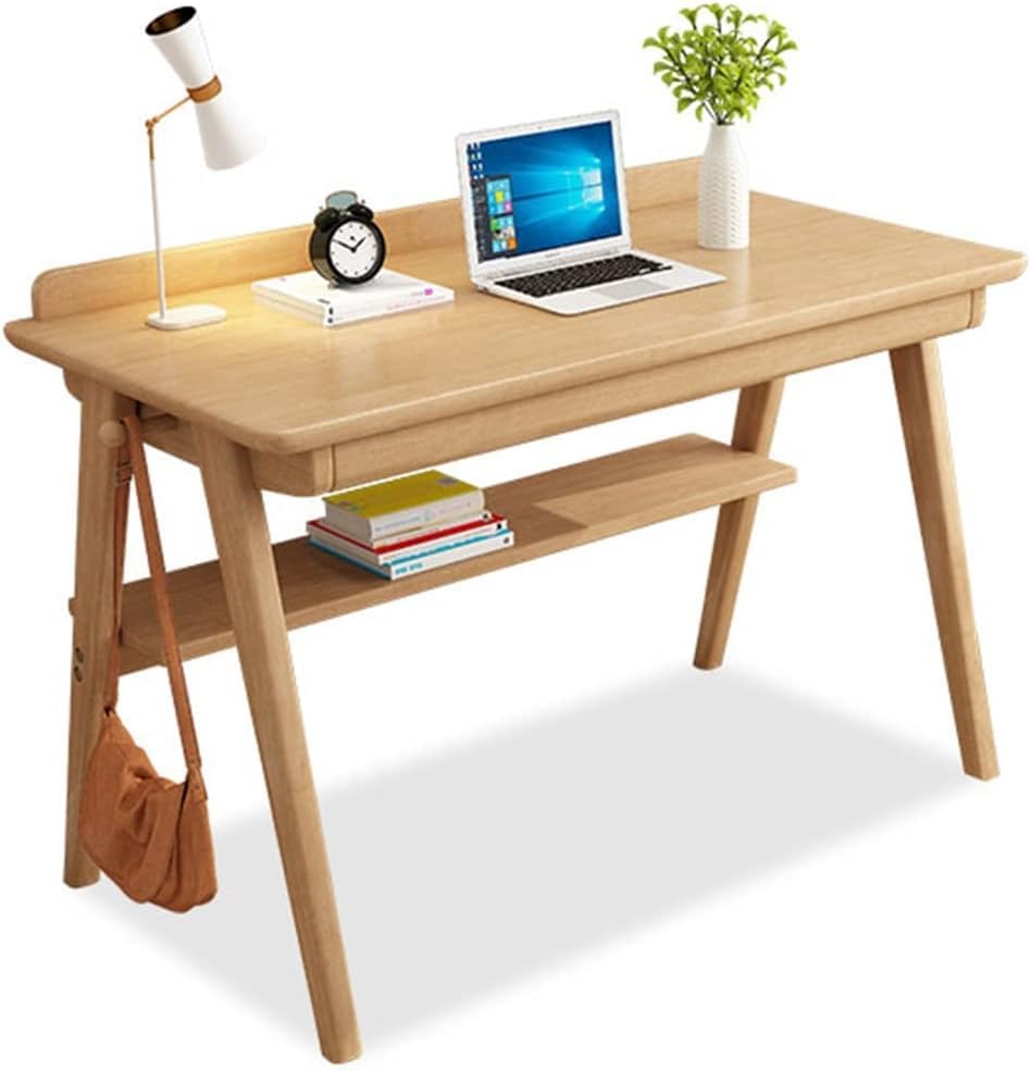 Bureau d'ordinateur en bois massif avec tiroirs de rangement pour espace d'étude à domicile