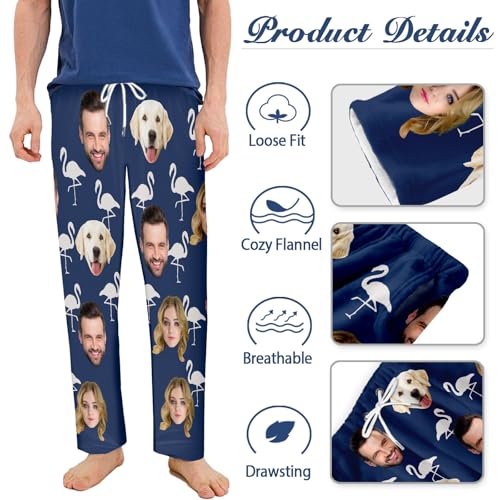 Custom Face Pajama Bottoms for Men Women,Personalized Photo Sleepwear Pants,Customized Pj Trousers Gifts for Him Her (Style-44)2