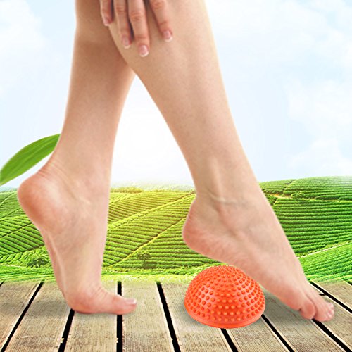 Dioche Pvc Inflatable Half Yoga Balls, Massage Point Fitball Exercises Trainer Fitness Balance Ball(Orange) #TOP2