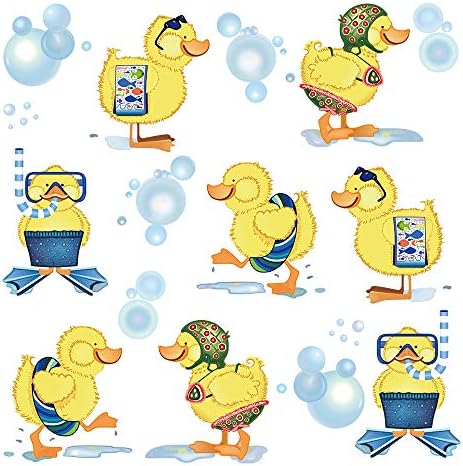 ufengke Little Yellow Ducks Wall Stickers Kids Bathroom Removable Vinyl Wall Art Decals Wall Decor