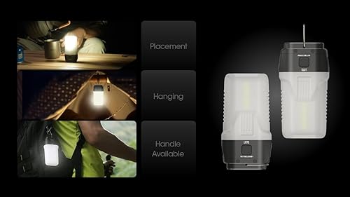 Miniatura 9 de Nitecore Linterna LR70, 3000 lúmenes, tiempo de funcionamiento largo, USB-C recargable, portátil QC PD con luz roja y adhesivo para campamento,