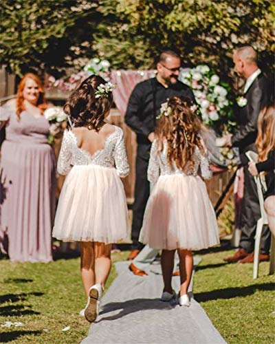 Image of Topmaker Flower Girl Dress for Toddler Baby Girls,Lace Tulle Dress for Wedding,Birthday Party,Photoshoot,Special Occasion