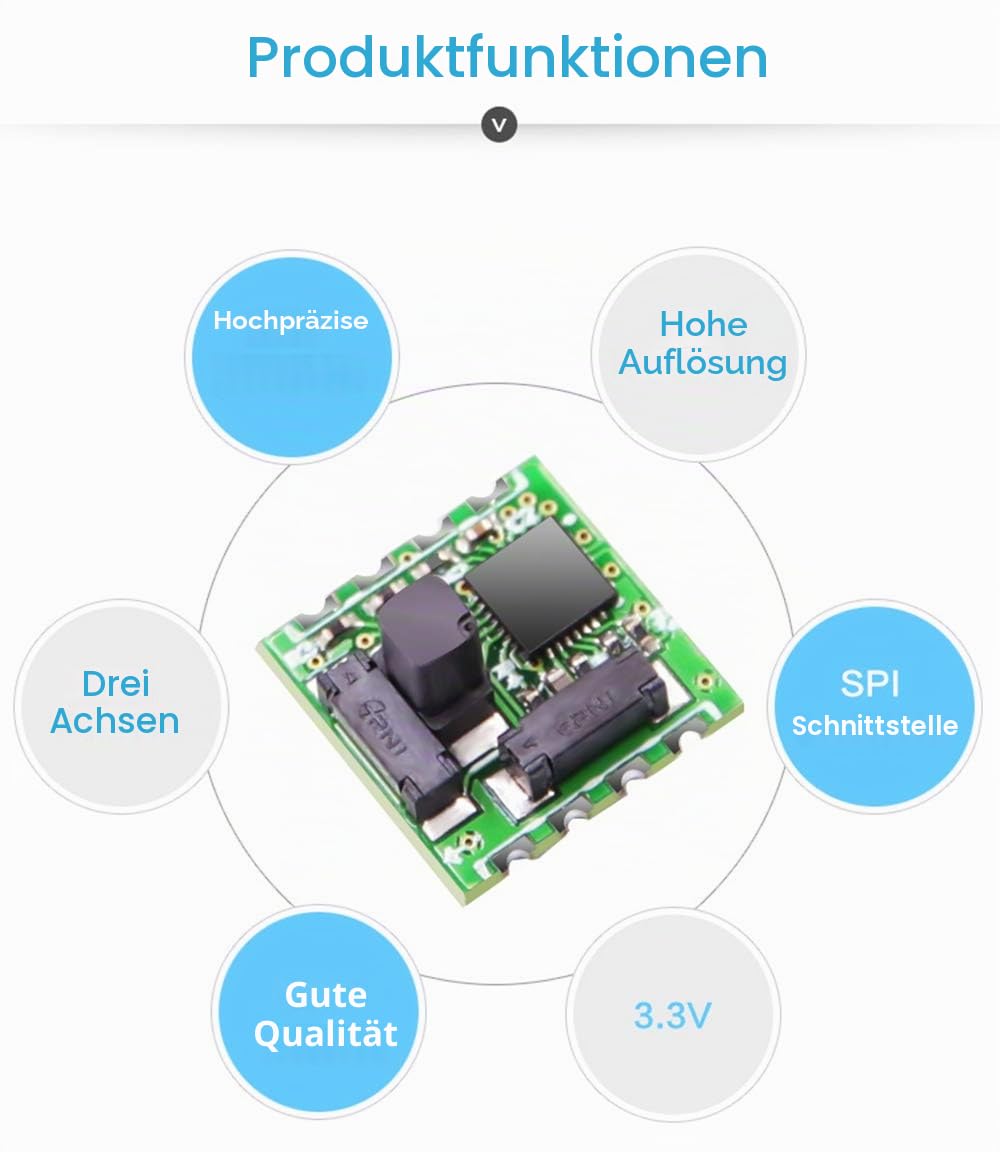 [Magnetometer-Kompensationschip für militärische Zwecke] RM3100 Hochgenauer Magnetometer-Geomagnetismus, Magnetfeldsensor, SPI-Schnittstelle, hochrevolutionäres elektronisches Kompassmodul