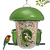 LONA Bird Feeders for Outdoors with Triple Chambers Weatherproof Dome Bird Feeder Multiple Hanging Methods Wild Bird Silo 3 Compartments for Outside 3 Feeding Port