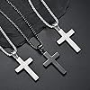 MERTTURM Stainless Steel Cross Necklace for Men, Cross Pendant Necklace with Chain 60cm, Silver/Gold/Black Necklace, Gift for Birthday/Christmas/Easter/Thanksgiving Day(lightfast & sweatproof) #3
