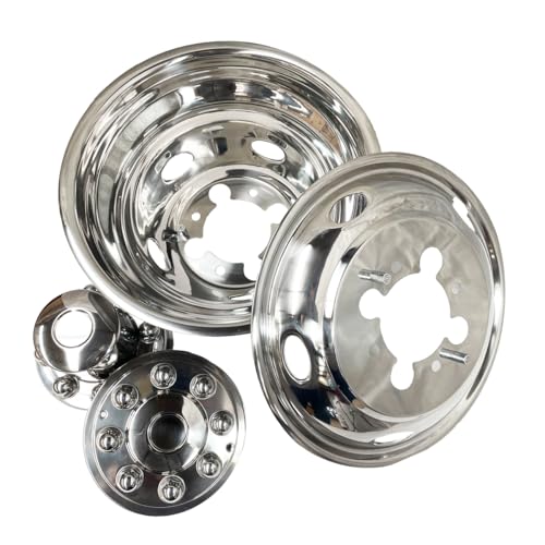Image of 4pcs 17 inch Stainless Steel Wheel Simulators for Dodge Ram 3500 Dually | For 2003-2018 Dodge Ram 3500 Dually, 304 Stainless Steel, 8 Lug 5 Hand Hole, Bolt On Hub Caps, Screw-On Wheel Covers