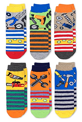 Jefferies Socks Boys' Tools Pattern Crew Socks 6 Pack