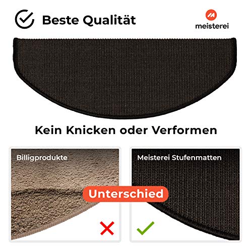 Floordirekt Pure Nature Sisal Stair Pads, Semi-Round or Rectangular Stair Pads in, Stair Rug Carpet Made of Natural, Robust Sisal Fibre (Black, Semi-circular 65 x 23,5 cm) - Image 6