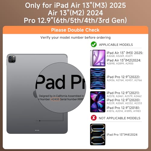 Image of Transparent Case with Keyboard for iPad Air 13 Inch (M4 /M3 /M2, 2026 /2025 /2024), iPad Pro 12.9 Inch (6 /5 /4 /3 Gen),7-Color Backlit,Magic wireless Keyboard, 360Rotating,with trackpad,Pencil Holder,white