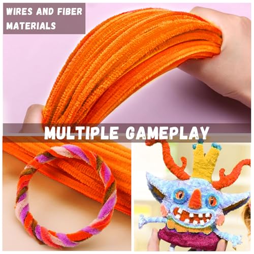 Image of Orange Pipe Cleaners Crafts,Art Supplies,200pcs Chenille Stem,Solid Color Pipe Cleaners Set for DIY Art Creative Crafts and Decorations,Limpia Pipas,Craft Supplies,Christmas /Halloween Gifts