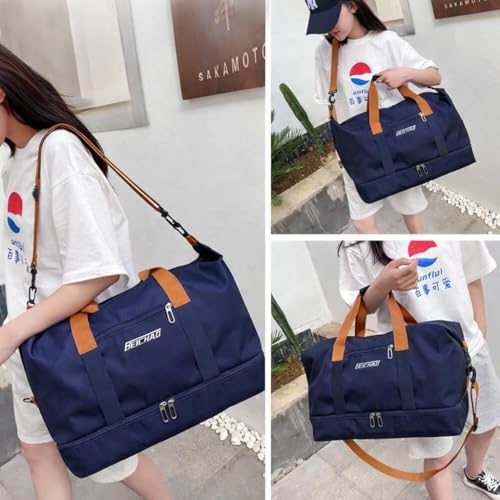 Image of CAVALO - Be Unique Duffle Cum Tote Bag Weekender /Overnight Bags for Women and Men, for Travel, Sports, Gym Bag, Waterproof with Shoe and Wet Clothes Compartments (Navy Blue)