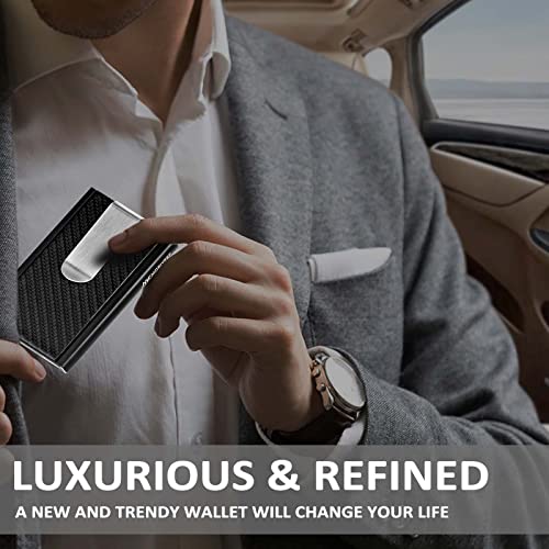 MOSIYEEF Slim Minimalist RFID Wallet for Men - Compact Carbon Fiber Money Clip