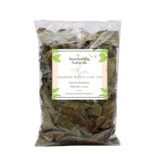 Snackadilly Hojas secas enteras de graviola de guanábana para té, 100% naturales, más de 400 hojas frescas, té de hierbas