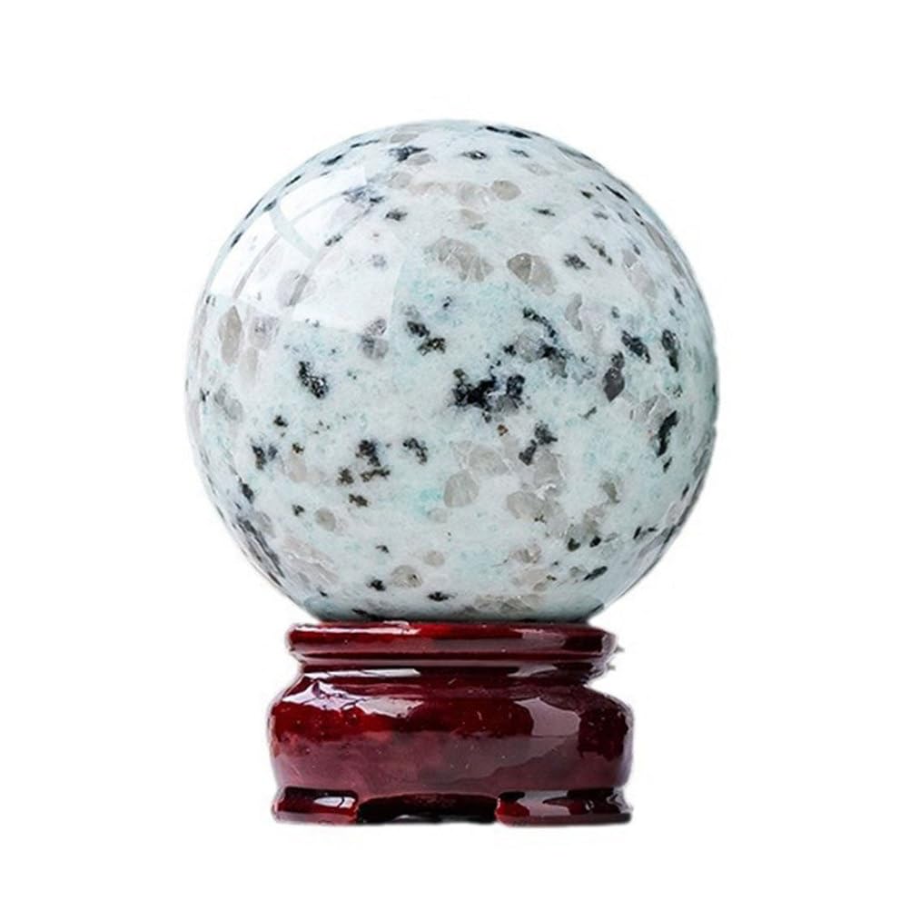 AUOQKQUT Crystal Ball Tianshan Blue Rough Stone Polished Round Home Office Desktop Decoration Ornaments,45~50mm
