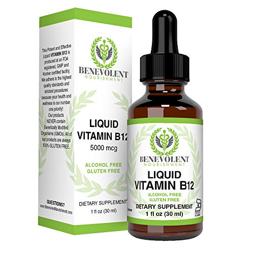 Vitamin B12 Liquid Drops - Potent & Effective 5000 mcg per Serving. Fast