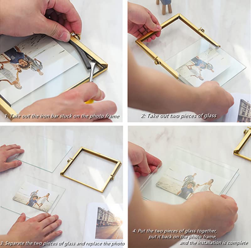 Amazon.co.jp: JOSON ビンテージメタルガラスフォトフレーム 4x6