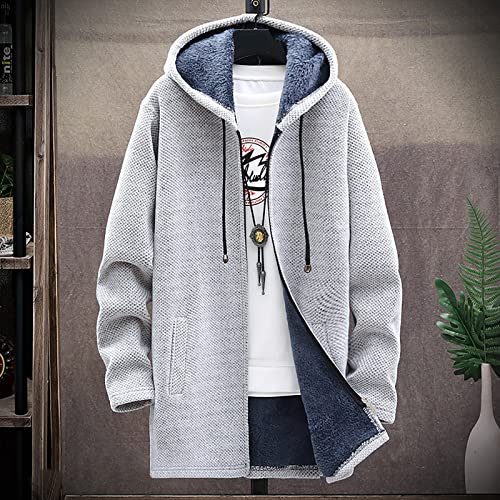 Muscularfit Cardigan Sweater Hoodie Men Soft Brushed Long Sleeve Knitted Sweater Drawstring Casual Fleece Lined Jacket Coats2