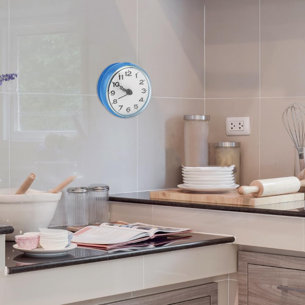Joyzan Reloj de Ducha Baño, Reloj Pared con Ventosa Succión Pequeño Relojes Fijado ABS Mini Redondo Bano Impermeable Barrido Silencioso Resistente Espejo Cocina Agua Accesorios Decoración Temporizador