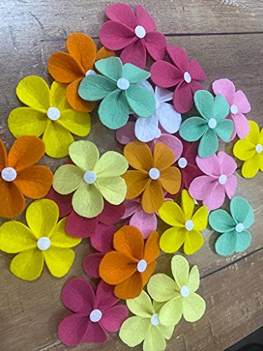 Image of OON Felt Flowers for Decoration /Hangings /Crafts DIY Size 2.5 Inch Multi Color Randomly 20 Colored Pieces
