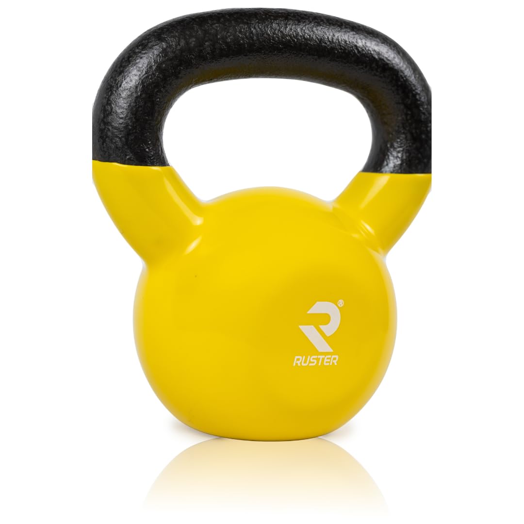 RUSTER Kettlebell Studio. Pesa Rusa recubierta de Vinilo, Mango Ergonómico, Base Estable, Entrenamiento Funcional, Fitness en Casa. Disponible de 4 a 32kg