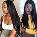 Produktbild Brazilian Virgin Straight Human Hair Lace Front Wigs Glueless Short Human Hair Wigs With Baby Hair For Black Women 10 inch Short Lace Wigs Adjustable Straps Natural Black