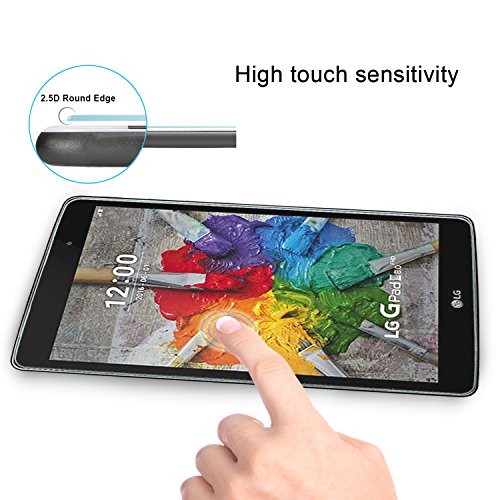 Rbeik Lg G Pad X 8.0 Screen Protector Glass, Scratch Resistant 9H Hardness Tempered Glass Screen Protector For Lg G Pad X 8.0" At & T V520 / T-Mobile V521 2016 Released #TOP5