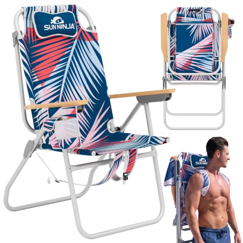 Image of SUN NINJA Folding Beach Chair for Adults with 17 inch seat Height - 1pc