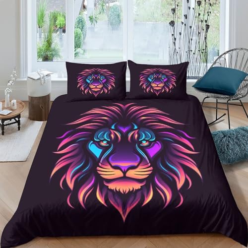 Housse de couette king size lion en microfibre supérieure