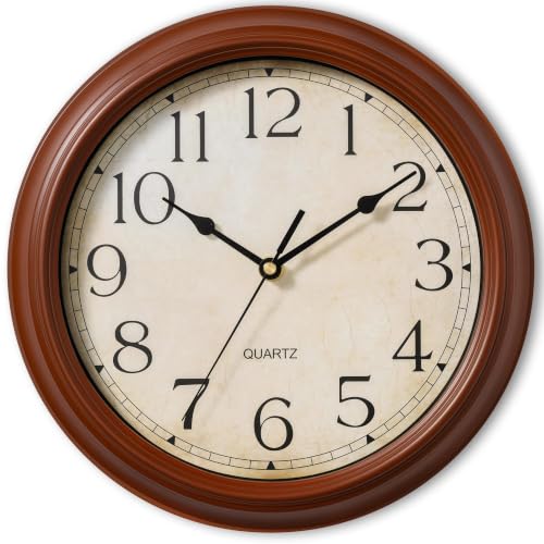 Image of KECYET Wall Clocks Battery Operated Silent Small Vintage (Pumpkin Orange) | Kitchen Living room Analog Home office Bathroom Bedroom