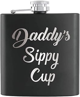 TOUNER Daddy's Sippy Cup Hip Flask for Shot Drinking of Alcohol Whiskey and Vodka, Retirement Gifts for Dad,Funny Gift for Dad from Daughter Son Kids, Dad Hip Flask, Gag Gift for Dad