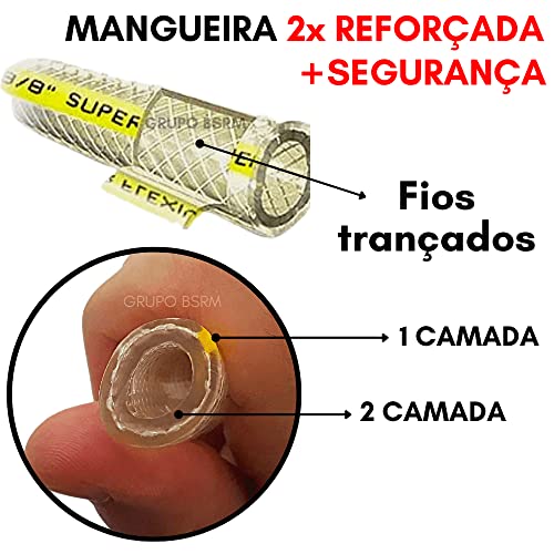 Mangueira Multiuso 3/8 Gás 5 M Metros Transparente Parede Cozinha Universal Grossa Reforçada Botijão