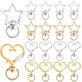 OIIKI 20pcs Star Heart Swivel Keychain Clasp, Zinc Alloy Spring Snap Hook Jewelry Clasps, Heavy Duty Lobster Keyring Clip Bag Accessories for Keychains DIY Crafts- Gold & Silver