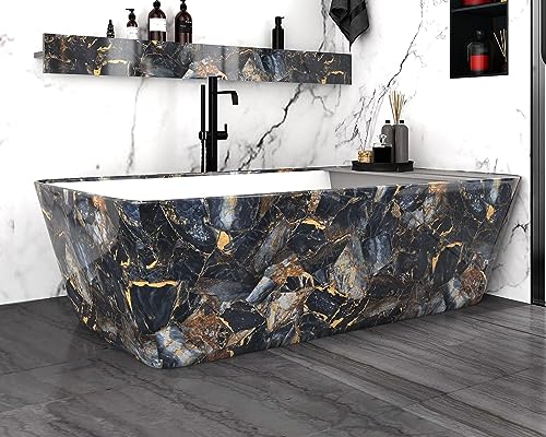 Image of HOME13 Marble Wallpaper Peel & Stick Contact Paper Self Adhesive Decorative Removable Waterproof Wallpaper for Kitchen Cabinet and Furniture Countertops (24 X 100 INCH, Blue Stone Marble)