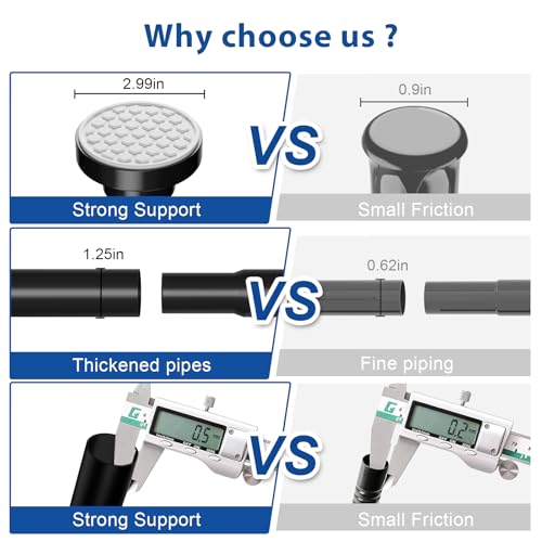 Image of Extra Long Tension Rod 40-183inch Black Shower Curtain Rods no Drilling Adjustable Curtain Rod for Windows,Shower,Patio,Doorway,Heavy Duty Spring Rods Diameter 1.26inch