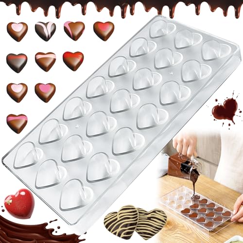 WiDream Moule à Chocolat T-ransparent, Moule à Chocolat Transparent en Plastique, Moule en Polycarbonate Transparent, pour Les Bonbons, Les Gâteaux de Mariage ou d'Anniversaire DIY(Forme d'amour)