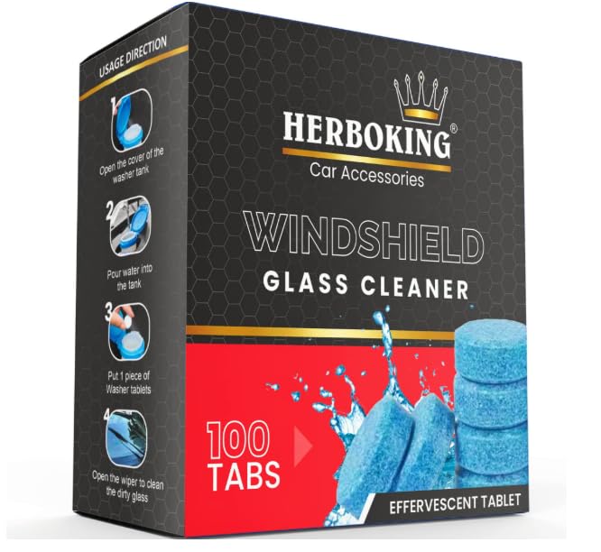 Herboking Car Accessories 100pcs Windshield Glass Cleaner Tablets in Concentrate Solid Tablet Foam Car Wiper Detergent Tablets